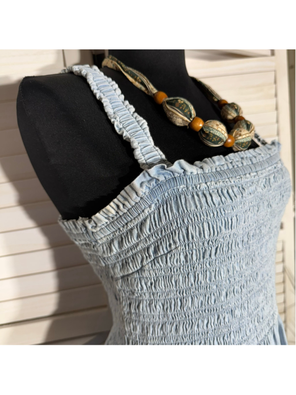 Vintage Y2K Gap babydooll denim dress tiered cotton cottage boho Western coastal - Picture 5 of 11